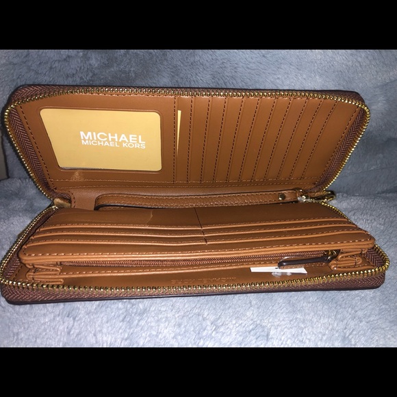 NWT MICHAEL KORS Jet Set Large Continental Travel Brown Leather Wallet - Picture 7 of 8